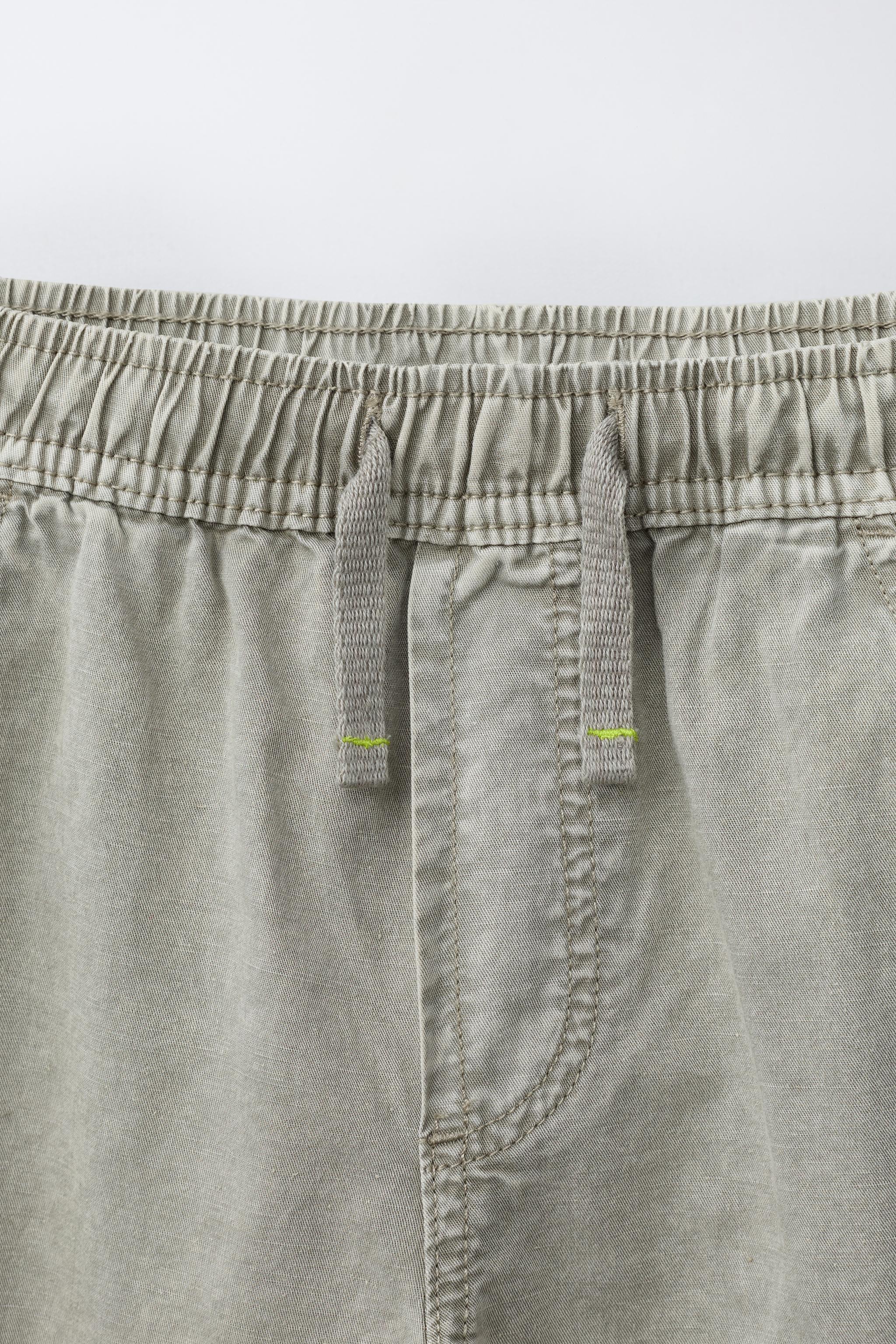 PANTALON BAGGY EFFET DÉLAVÉ EN COTON ET LIN